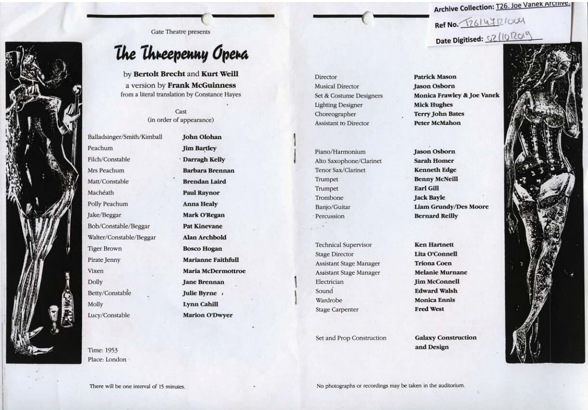 Print-out of the programme for 