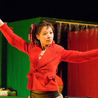 Colour photograph of a performance of The Playboy of the Western World by Pan Pan Theatre Company in the Orienal Pioneer Theatre, Beijing