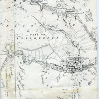 Field map of part of Inisbofin, by Tim Robinson, with hand-written notes on topography, 1980s