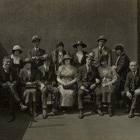Black and white photograph of the Abbey touring party for the 1920 London production of Lennox Robinson's 'The Whiteheaded Boy.'