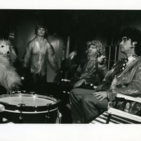 Black-and-white photograph of a scene of Peepshow by Pan Pan Theatre Company