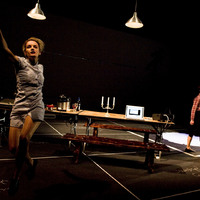Colour photograph from The Crumb Trail by Gina Moxley and from production at Project Arts Centre Dublin by Pan Pan Theatre Company.
