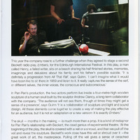 Colour printed programme page from productrion of Embers and All That Fall, written by Samuel Beckett, by Pan Pan Theatre Company at the Edinburgh International Festival.