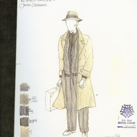 Manuscript drawings of sketches of draft and final colour costume designs by Joe Vaněk.