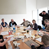Colour photograph from rehearsals held in Dublin for production of 'All That Fall' by Samuel Beckett, produced by Pan Pan Theatre Company.