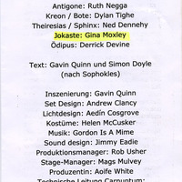 Colour printed programme of Art Cartnuntum's Welt Theater Festival, Germany, listing Pan Pan Theatre Company's Oedipus Loves You