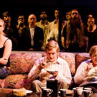 Colour photograph from The Idiots by Lars von Trier and from production at Project Arts Centre Dublin by Pan Pan Theatre Company as part of Dublin Theatre Festival.