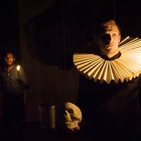 Colour photograph from rehearsal of The Rehearsal - Playing the Dane by Pan Pan Theatre Company