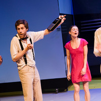 Colour photograph from The Idiots by Lars von Trier and from production at Project Arts Centre Dublin by Pan Pan Theatre Company as part of Dublin Theatre Festival.