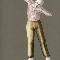 Colour costume sketch, pencil on paper, by Helene Kufferath for A Bronze Twist of your Serpent Muscles by Pan Pan Theatre Company