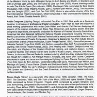 Black-and-white printed programme for Oedipus Loves You by Pan Pan Theatre Company at Performance Space 122, New York