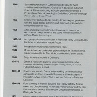 Colour printed programme page from productrion of Embers and All That Fall, written by Samuel Beckett, by Pan Pan Theatre Company at the Edinburgh International Festival.