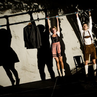 Colour photograph from The Crumb Trail by Gina Moxley and from production at Project Arts Centre Dublin by Pan Pan Theatre Company.