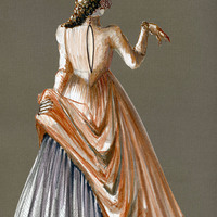Colour costume sketch, pencil on paper, by Helene Kufferath for A Bronze Twist of your Serpent Muscles by Pan Pan Theatre Company