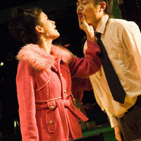 Colour photograph of a performance of The Playboy of the Western World by Pan Pan Theatre Company in the Orienal Pioneer Theatre, Beijing