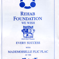 Printed programme page of Madame Flic Flac in the Red Room by Pan Pan Theatre Company produced at the Project Arts Centre