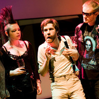 Colour photograph from The Idiots by Lars von Trier and from production at Project Arts Centre Dublin by Pan Pan Theatre Company as part of Dublin Theatre Festival.