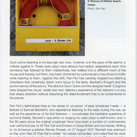 Colour printed programme page from productrion of Embers and All That Fall, written by Samuel Beckett, by Pan Pan Theatre Company at the Edinburgh International Festival.