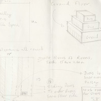 Pencil drawing of set design for instillation, ONE: Healing Through Theatre, based on the film project by Pan Pan Theatre Company. Produced at The Warehouse @ The Digital Hub, Dublin.