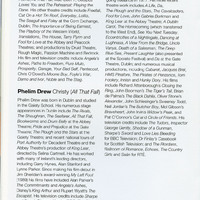 Colour printed programme page from productrion of Embers and All That Fall, written by Samuel Beckett, by Pan Pan Theatre Company at the Edinburgh International Festival.
