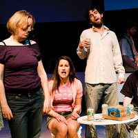 Colour photograph from The Idiots by Lars von Trier and from production at Project Arts Centre Dublin by Pan Pan Theatre Company as part of Dublin Theatre Festival.