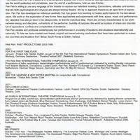 Colour printed programme for Mac-beth 7, produced by Pan Pan Theatre Company at Project Arts Centre, Dublin.