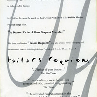 Printed flyer for Tailors Requiem by Pan Pan Theatre Company
