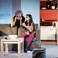 Colour photograph of Andrew Bennett and Judith Roddy in Everyone is King Lear in His Own Home by Pan Pan Theatre Company. Photo by Ros Kavanagh.