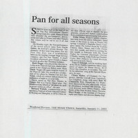 Press cutting from the Irish Times newspaper with reviews of events as part of the fifth Dublin International Theatre Symposium, organised by Pan Pan Theatre Company. 11 January 2003.