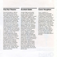 Colour printed programme page from production of Quad by Samuel Beckett, produced by Pan Pan Theatre Company at the Edinburgh International Festival