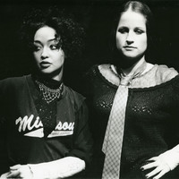 Black-and-white photograph of Ruth Negga and Katie Holmes in Amy the Vampire and her Sister Martina by Pan Pan Theatre Company