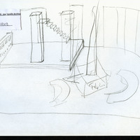 Pencil drawings of the set and stage by Joe Vaněk