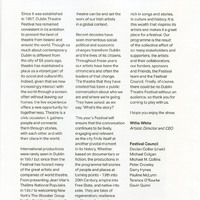 Colour printed programme excerpt of Everyone is King Lear in his Own Home by Pan Pan Theatre Company, presenetd at the Dublin Theatre Festival
