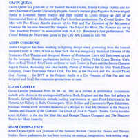 Printed programme page of Madame Flic Flac in the Red Room by Pan Pan Theatre Company produced at the Project Arts Centre