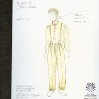 Manuscript drawings of sketches of draft and final colour costume designs by Joe Vaněk.