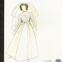 Manuscript drawings of sketches of draft and final colour costume designs by Joe Vaněk.