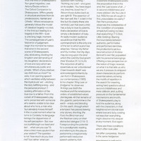Colour printed programme excerpt of Everyone is King Lear in his Own Home by Pan Pan Theatre Company, presenetd at the Dublin Theatre Festival