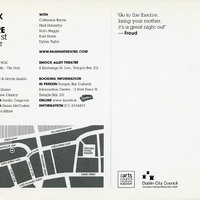 Colour printed postcard for Oedipus Loves You by Pan Pan Theatre at Smock Alley Theatre, Dublin