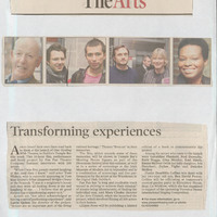 Press cutting from The Irish Times with event listing and overview of ONE: Healing With Theatre project, created by Pan Pan Theatre Company. 28 May 2005
