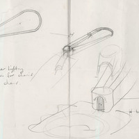 Pencil drawing of set design for instillation, ONE: Healing Through Theatre, based on the film project by Pan Pan Theatre Company. Produced at The Warehouse @ The Digital Hub, Dublin.