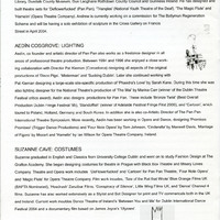 Colour printed programme for Mac-beth 7, produced by Pan Pan Theatre Company at Project Arts Centre, Dublin.
