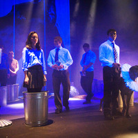 Colour photograph from rehearsal of The Rehearsal - Playing the Dane by Pan Pan Theatre Company