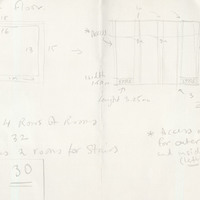 Pencil drawing of set design for instillation, ONE: Healing Through Theatre, based on the film project by Pan Pan Theatre Company. Produced at The Warehouse @ The Digital Hub, Dublin.